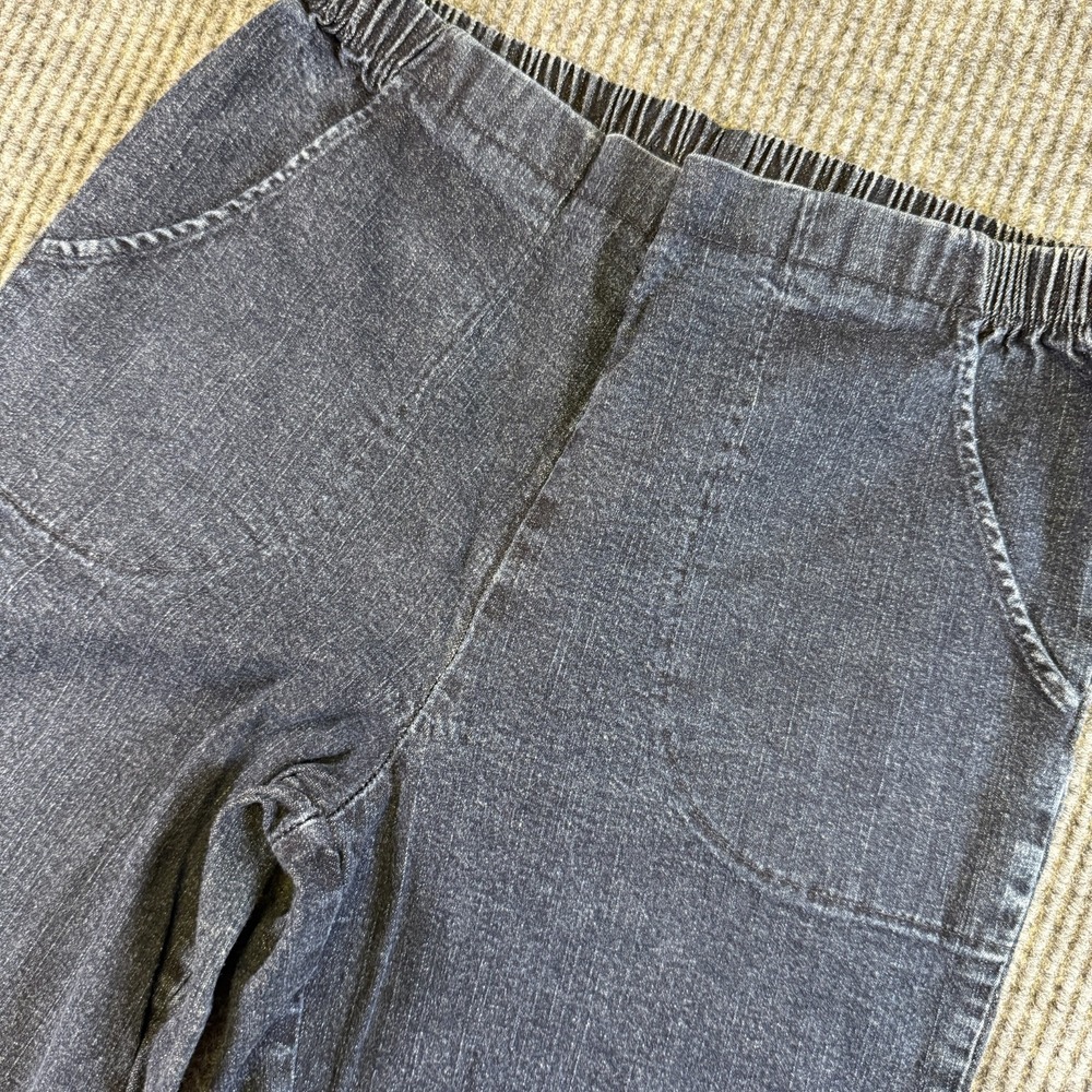 Laura Scott Womens Petite 8P Elastic Waist Jeans Dark Wash Straight Leg